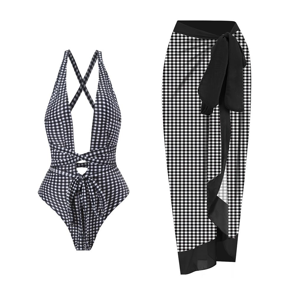 Европейский и американский купальник в стиле ретро, цельный купальник, женские шифоновые накидки