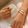 Personalized Open Adjustable Arc Design Smooth Bracelet Ring Set