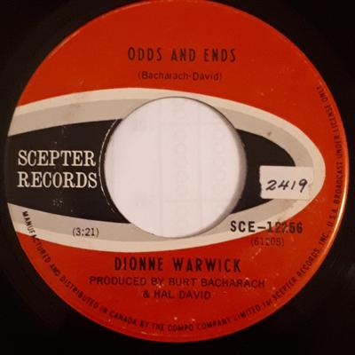 7-дюймовая пластинка DIONNE WARWICK - Odds And Ends SCE12256 Scepter Records 1969 Канада Soul/Funk Б/у