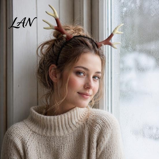 Halloween Party Costume Headband Deer Antlers Headband, Realistic Forest Cosplay Costume, Gothic Durable Simulation Branch Hairband Style Elastic
