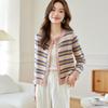 Srcr Women's 100% Wool Retro Jacquard Knit Cardigan