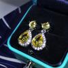 Элегантные серьги-капли с желтым цирконом, серебро 925 пробы, серьги-пусеты с бриллиантами на четырех крапанах, женские украшения для вечеринки, дня рождения