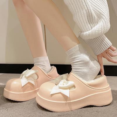 Зимние хлопковые тапочки женские домашние теплые плюшевые тапочки для дома мягкие с толстой закрытой пяткой нескользящие водонепроницаемые хлопковые тапочки