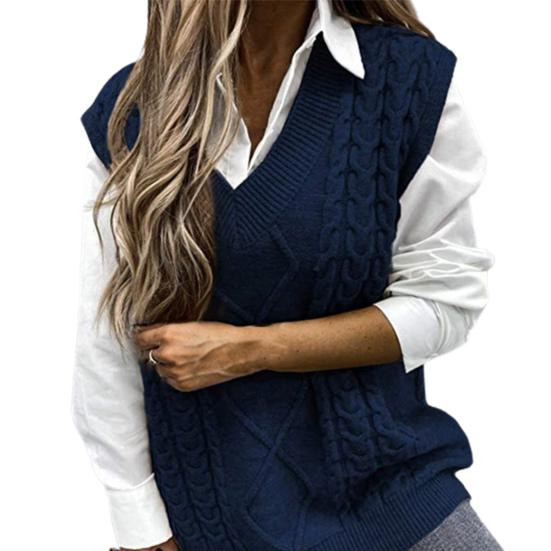 Однотонный свитер без рукавов, жилет, теплый модный вязаный женский жилет для повседневной носки