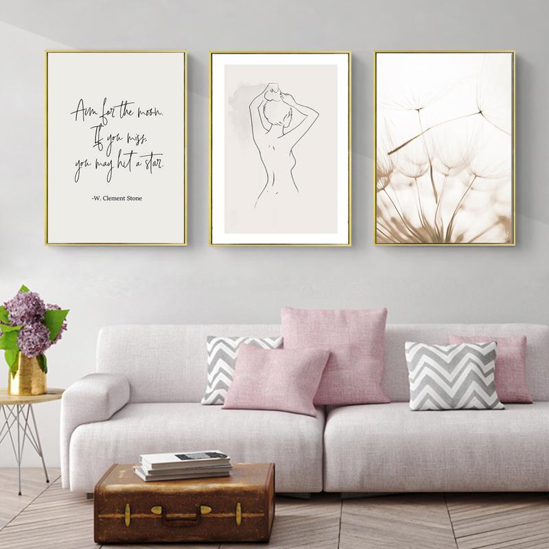 Nature Landscape Canvas Painting Beige Purple Flower Sunset Scandinavian Art Poster Print Nordic Room Wall Decoration Picture