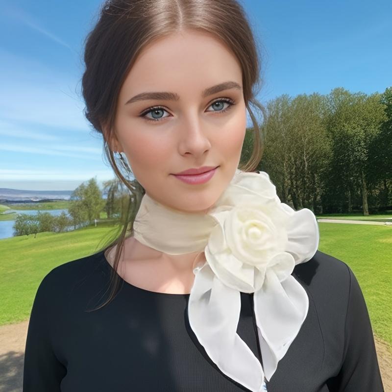 1 шт. Одежда Мода Многоцелевой Наряд Элегантное Украшение Длинный Шелковый Шарф Темперамент Аксессуары Привлекательная Роза