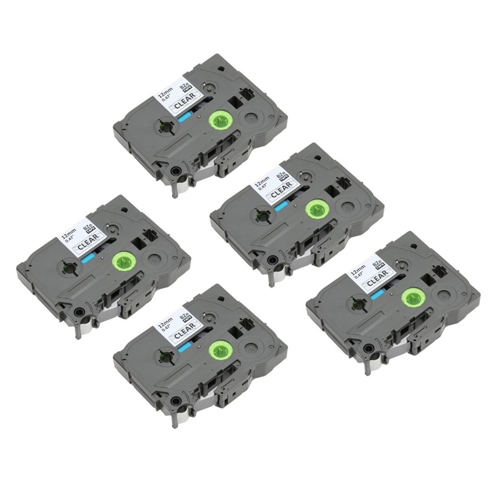 5 шт. Ленточная кассета для принтера этикеток Ptouch PT D210 PTH110 PTD210 PTD220 PTD400 Черный на прозрачном, каждая шириной 12 мм, длиной 8 м. Этикетка