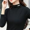 Cotton Harajuku Autumn Winter Turtleneck T Shirt Letter Print Full Sleeve Tops Fashion Casual Elegant Elastic Tees