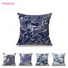 French Toile De Jouy Delft Blue Flamingo Bird Tiger Royal Court Pattern Elegant Decorative Sofa Pillow Case Cushion Cover Case
