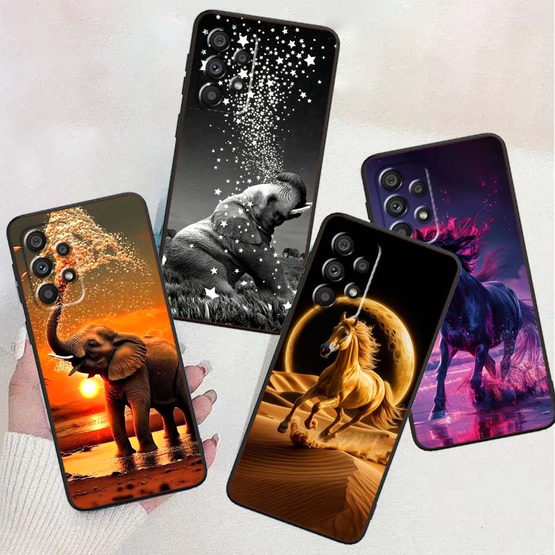 Мультяшные Аниме Животные Чехол для Телефона Для Samsung A73 A72 A71 A55 A54 A53 A52 A51 A13 A22 A16 A15 A12 A14 A26 A07 5G Черный