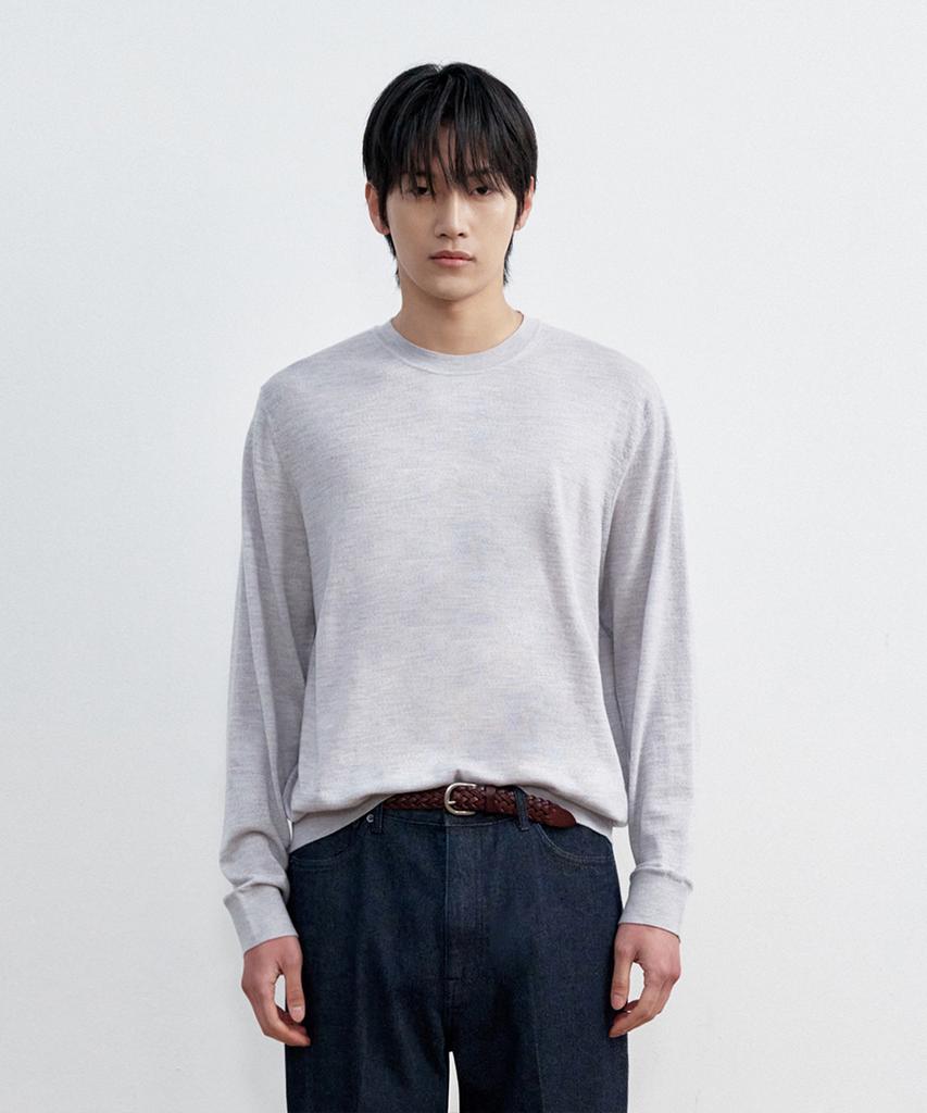 SIECLE Light Wool Crew Neck Knit (Light Gray)