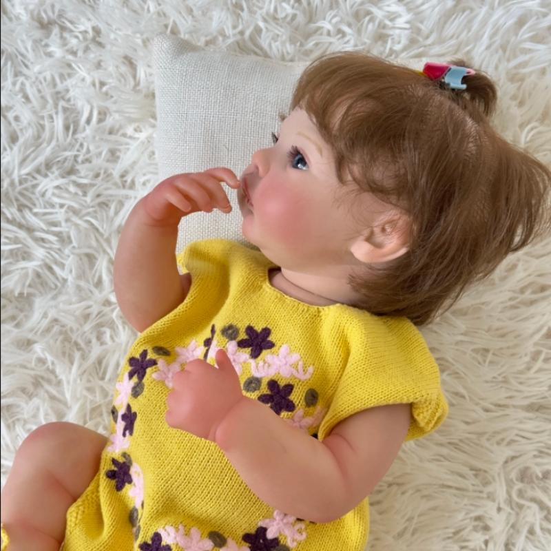 Lifelike 48cm Reborn Baby Doll Girl Meadow Full Body Vinyl Real Looking Newborn Doll Soft Touch 3D Painted Skin with Visible Veins Art Dolls Kid's Toy