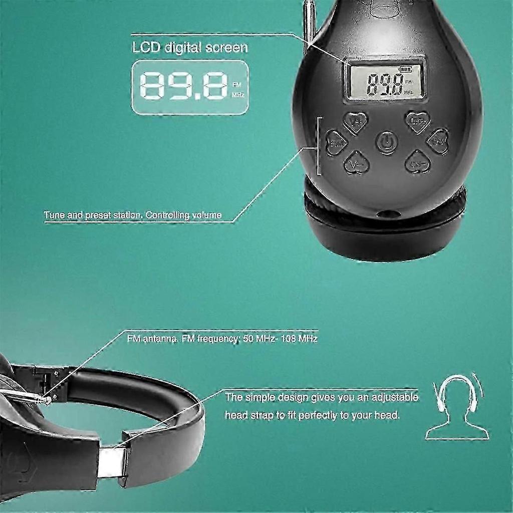 Wireless FM Radio Headphones with Built In Receiver for Outdoor Activities Like Mowing Jogging Walking Entertainment Listening less