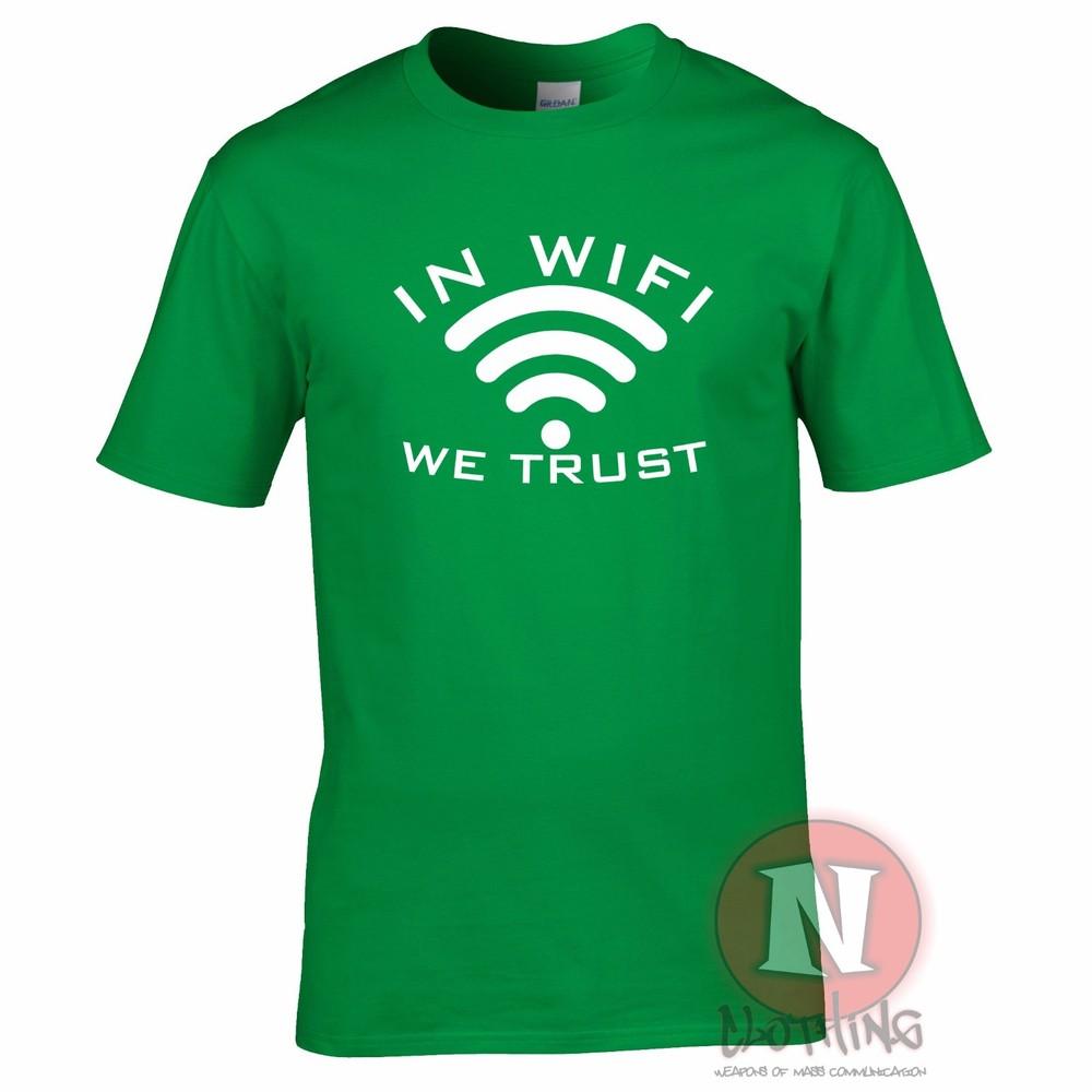В Wi-Fi мы верим Смешная футболка для гика, ботаника, хипстера Технологии Мобильный телефон Футболка