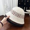 Knitted Fisherman Hat for Women In Autumn and Winter All Match Face-showing Small Woolen Hat Ear Protection Cold Protection Warm Bucket Hat Beige