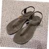 Sheepskin version~ Retro metal buckle toe flat sandals versatile simple word with Roman beach cool slippers women