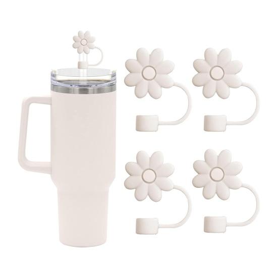 Соломенный чехол с цветами, пищевой силикон, многоразовый пыленепроницаемый стакан, стакан для соломы, заглушка, Топпер, защитная чашка, аксессуары
