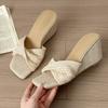 Fashion Wedges Women's Slippers High Heels Designer Shoes Summer Fashion Sandals 2025 Casual New Flip Flops Dress Sandalias De Mujer