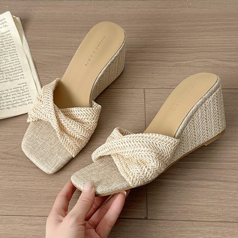 Wedges Women's Slippers High Heels Designer Shoes Summer Sandals 2025 Casual New Flip Flops Dress Sandalias De Mujer
