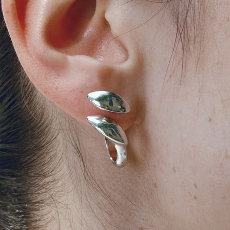 cellmute PETAL CLUTCH EARRING(WHITE GOLD)