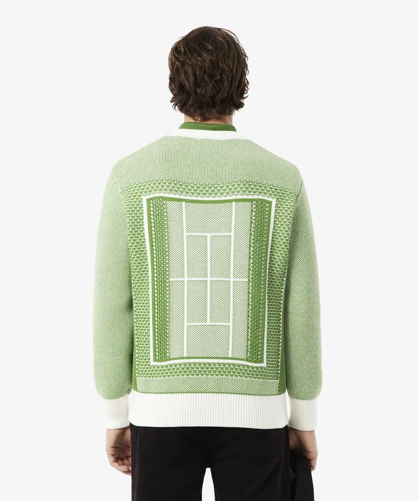 LACOSTE Men'S Tennis Court Jacquard Long Sleeve Crew Neck Pullover Ah0619-56G 4Si
