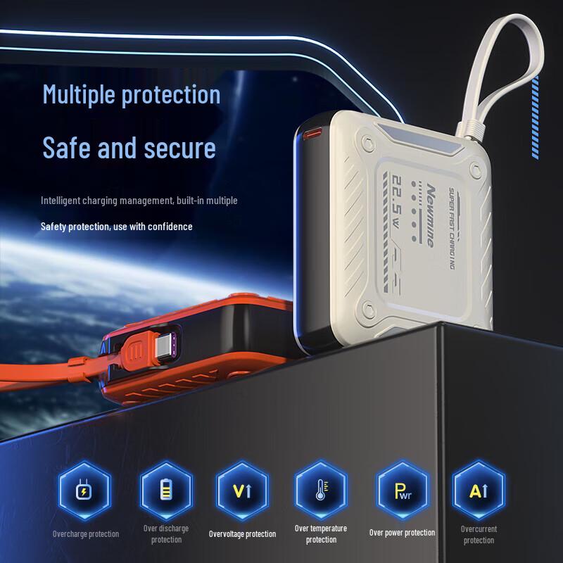 Newmen AL53 PD 22.5W Built-in Dual Cable Fast Charging Power Bank