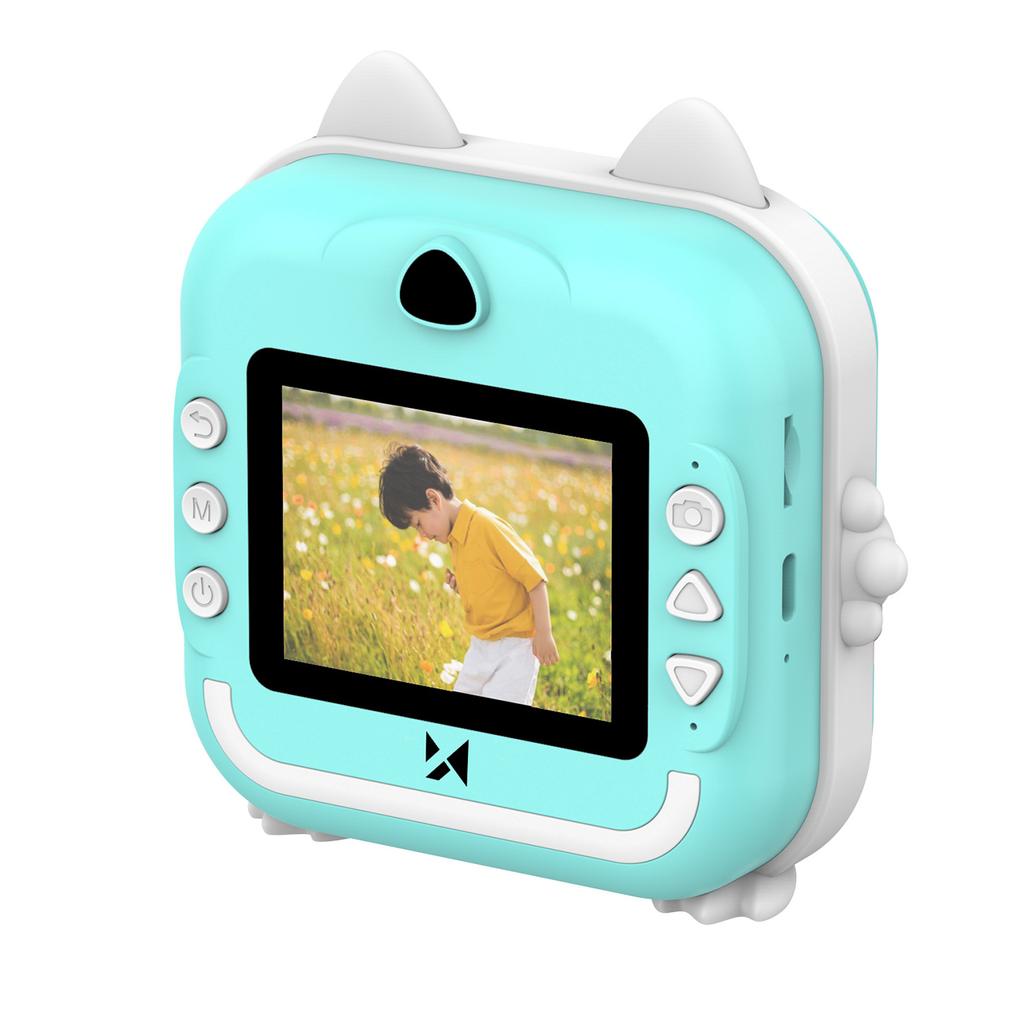 Mini drukarka termiczna WDT-02 z aparatem kamerą dla dzieci - niebieska