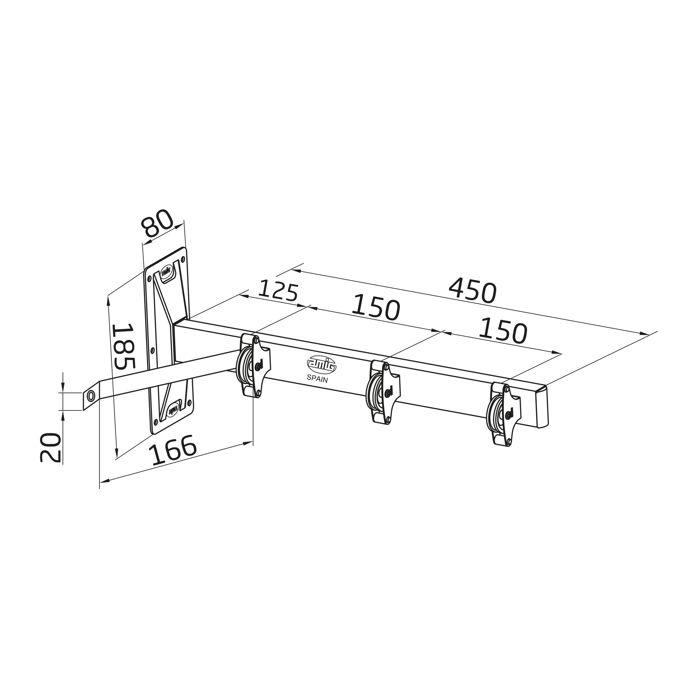 AMIG | Étendoir latéral 3 | 450 mm | Acier | Blanc
