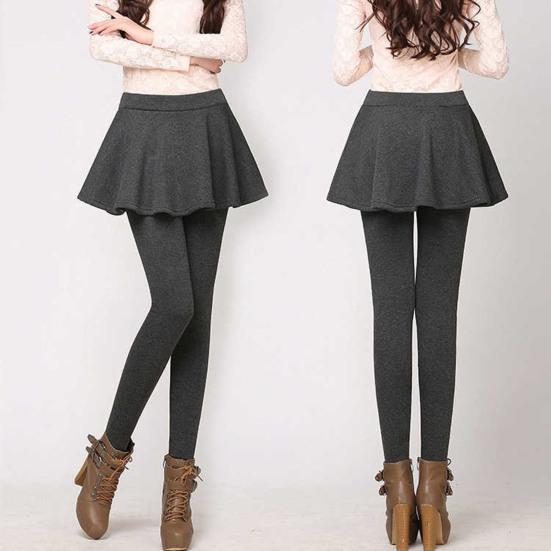 Женские брюки осень-зима, имитация двухсекционного высокоэластичного плиссированного трапециевидного силуэта, леггинсы в стиле пэчворк из плотной плюшевой подкладки, однотонные