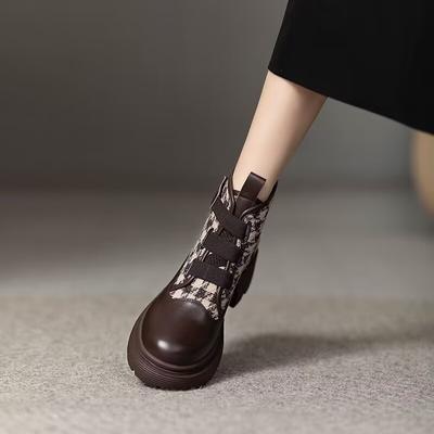 Женские ботинки Martin с толстой подошвой, подходящие по цвету, весна-осень 2025 года, новые британские ботинки с круглой головкой и липучкой, сетка из тысяч птиц, подходящие по цвету