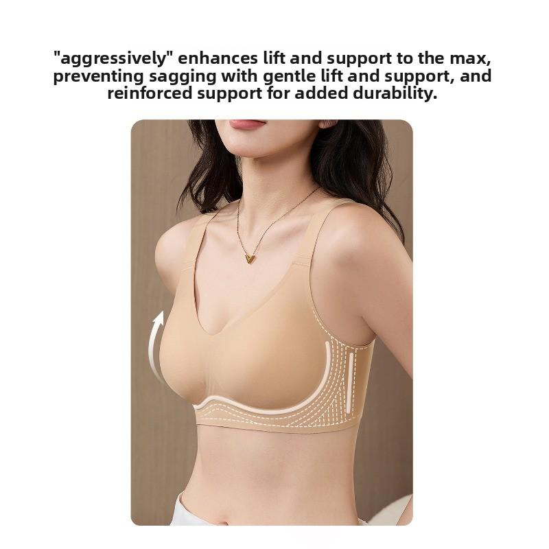Big-breast Women's Light-style Invisible Anti-sagging Adjustable Double-breast Jelly Bra Top Summer Dress