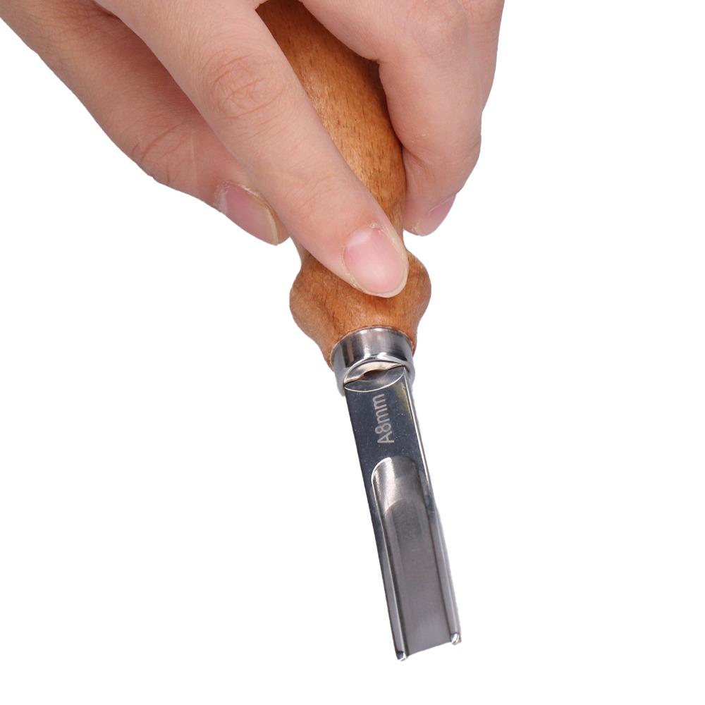3pcs Wide Mouth Leather Edge Beveler Wooden Handle Leather Edge Tool Leather Crafting