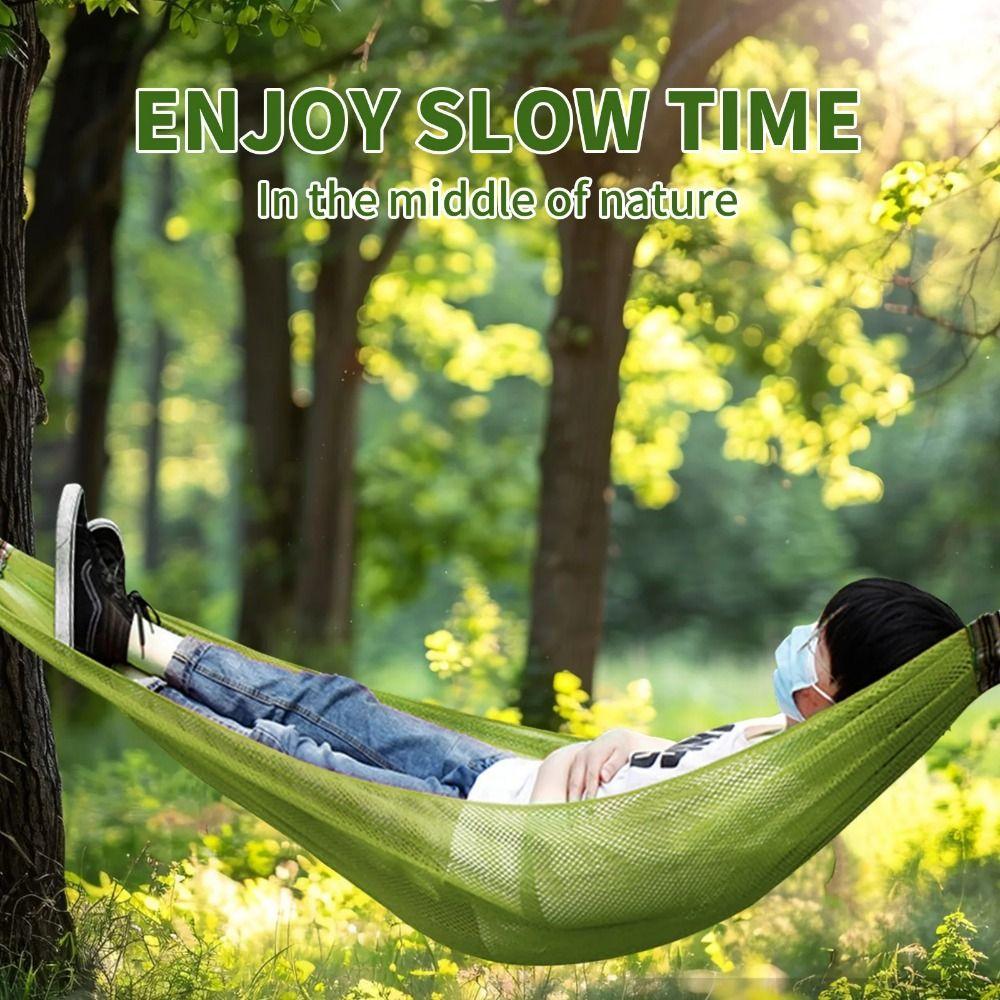 Крутая подвесная кровать из ледяного шелка, портативные уличные качели для кемпинга, простой сетчатый гамак, балкон