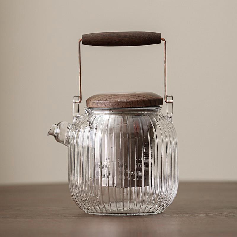 Стеклянный чайник и набор для заваривания для индукционной плиты: Белый горшок для варки, приготовления на пару и заваривания полезного чая дома