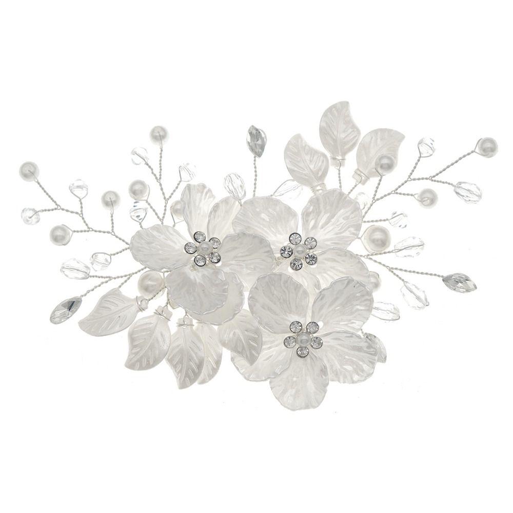 Handmade Bride Headdress White Wedding Hairpin Exquisite Bridal Headwear Hair Jewelry