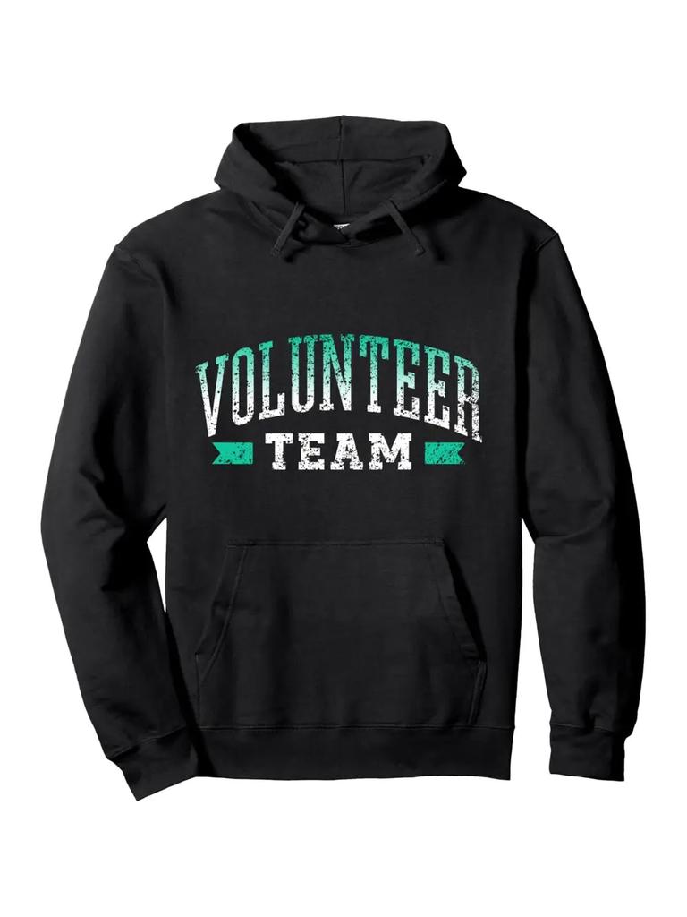 Volunteer Team Hoodie - Black with Teal Lettering