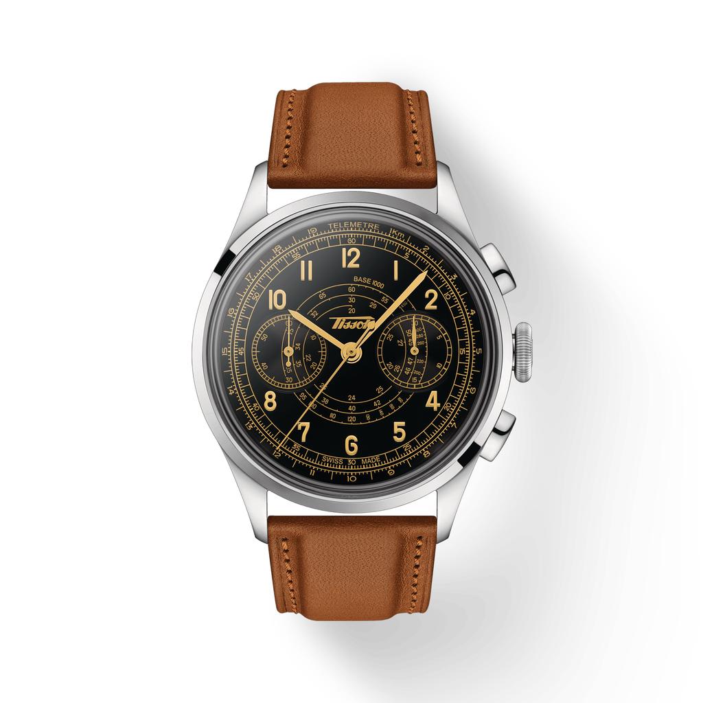 Tissot Мужские модные часы T142.462.16.052.00 с кожаным ремешком и черным циферблатом