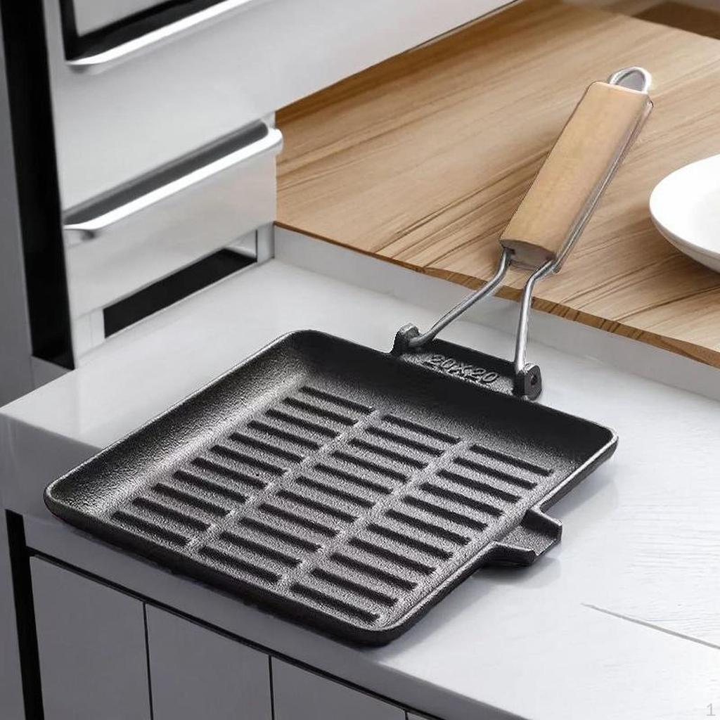 Frying Pan for Steak On Stovetop Cast Iron with Handle Camping Use