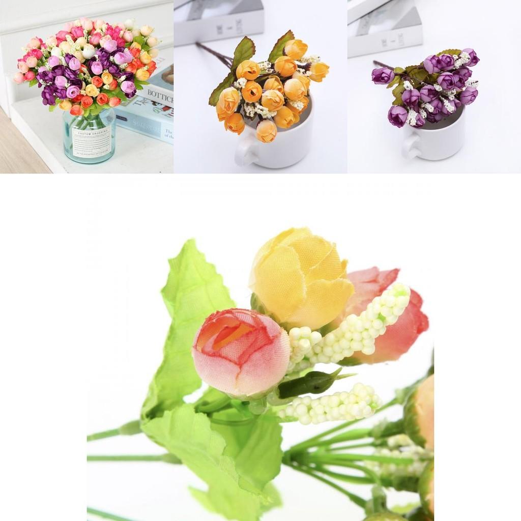Faux Rose Flower Bouquet For Home Decoration With Silk Flowers For Bedroom And Living Room