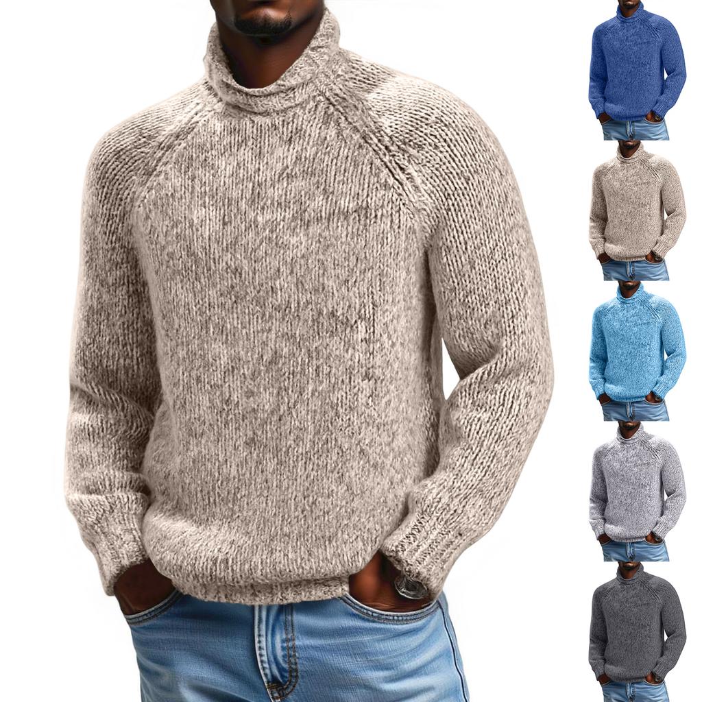 Men's Fashion Knitting Pullover Long Sleeves Loose Flip Collar Sweater