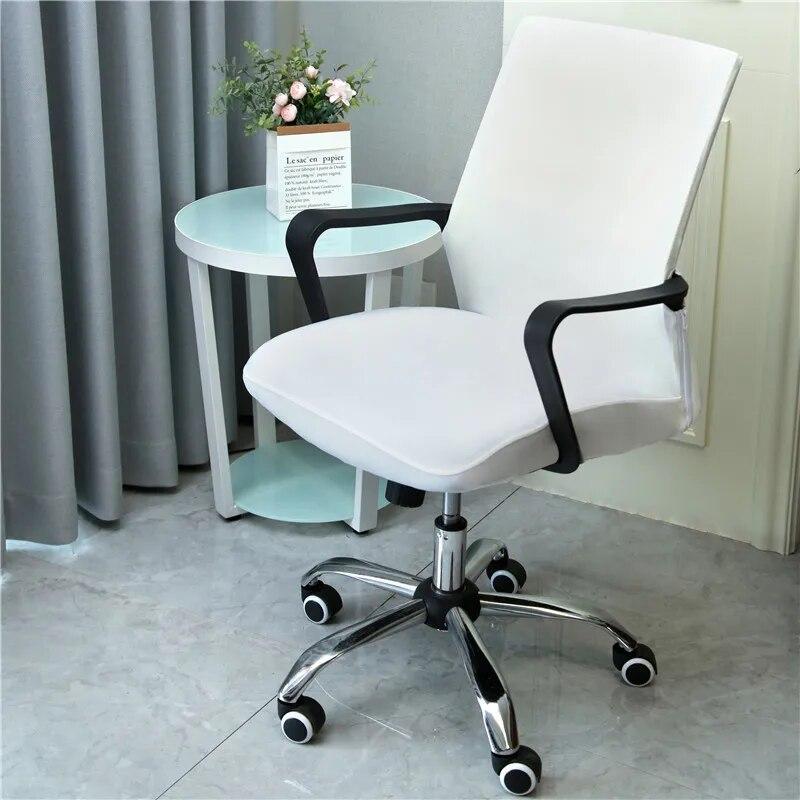 Сплошной цвет эластичный подлокотник, чехол для офисного стула, эластичные простые тканевые чехлы на сиденья компьютера, моющийся декор, защита для вращающегося стула