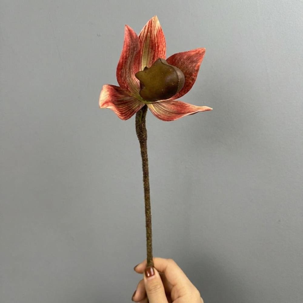 Real Touch Simulation Orchid Single Branch Imperial Slipper Orchid  Bedroom Decoration