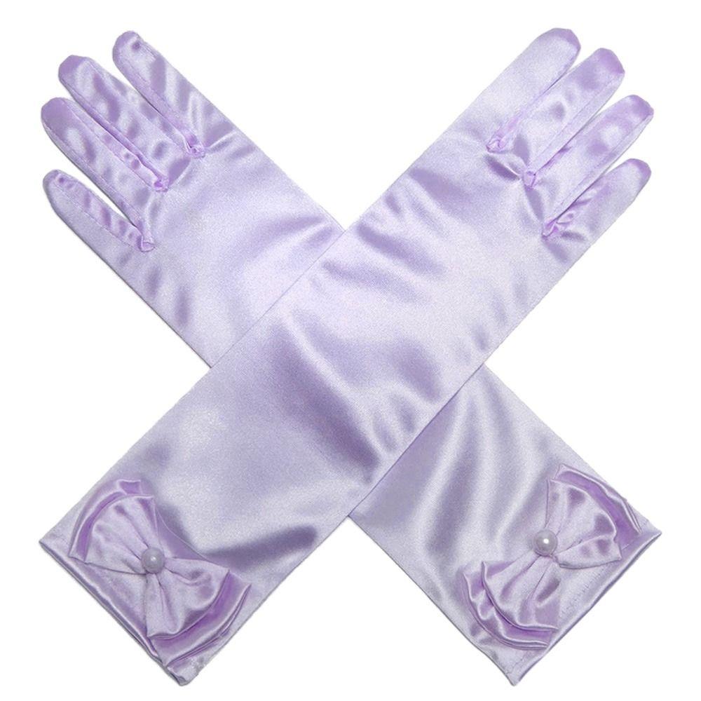 Satin Sequins Stage Gloves Children Long Gloves Full Finger Mittens Princess Skirt Accessories