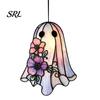 Festive Hanging Ornament for Halloween Stained Glass Skull Suncatcher, Acrylic Colorful Window Wall Art Creative Butterfly Mushroom Decor with