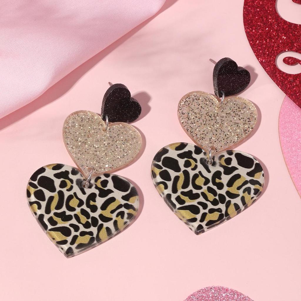 Рождественские акриловые серьги в форме сердца - Европейский и американский стиль