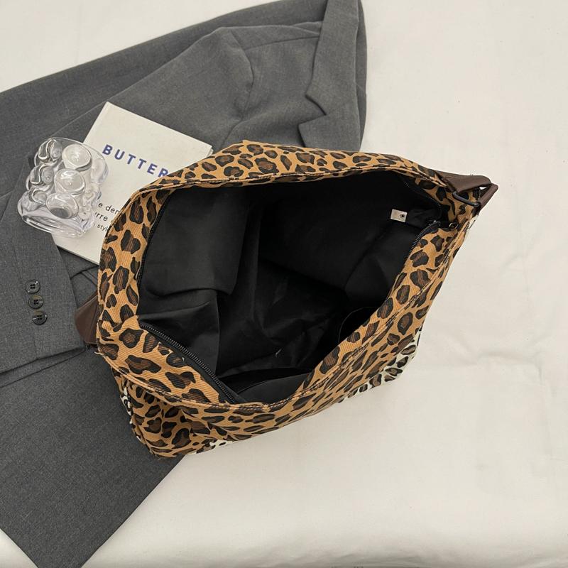 Холщовая сумка с леопардовым принтом Женская сумка Большая вместительная сумка через плечо Сумка-тоут