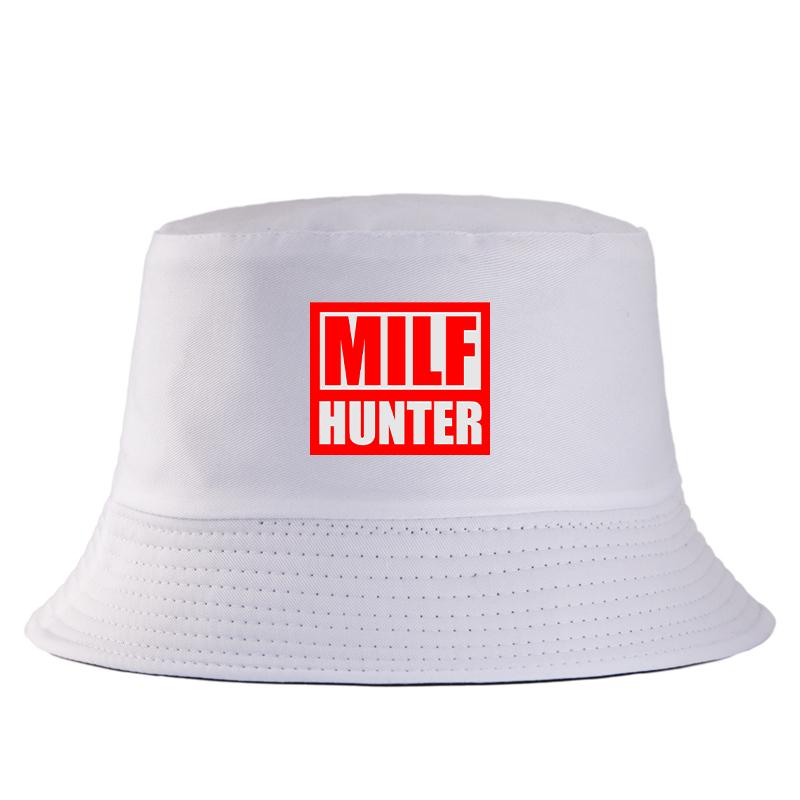 MILF HUNTER Letter Print Reversible Bucket Hat Summer Spring Women Unisex Travel Casual FisherUnisex Cap Girl Boy Bob Panama Hat