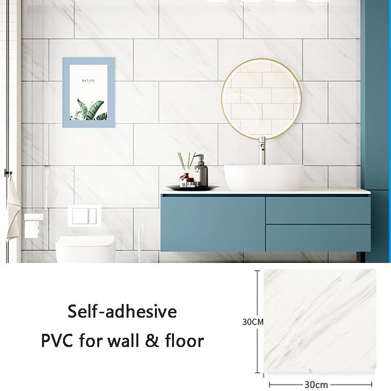 Self-adhesive Imitation Marble Wall Stickers 30x30cm PVC Floor Stickers Waterproof Bathroom Living Room Kitchen Decoration Decal