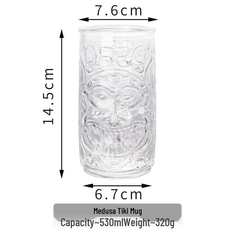 Creative Tiki Ghost Face Cocktail Glass, Juice Cup, Smoothie Cup, Zombie Idol Design