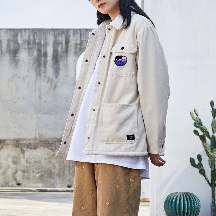 Vans Cultivate Care Fun Print Fleece Lined Multi Pocket Work Jacket Women Jackets Off-White VN0A5LK67VJ